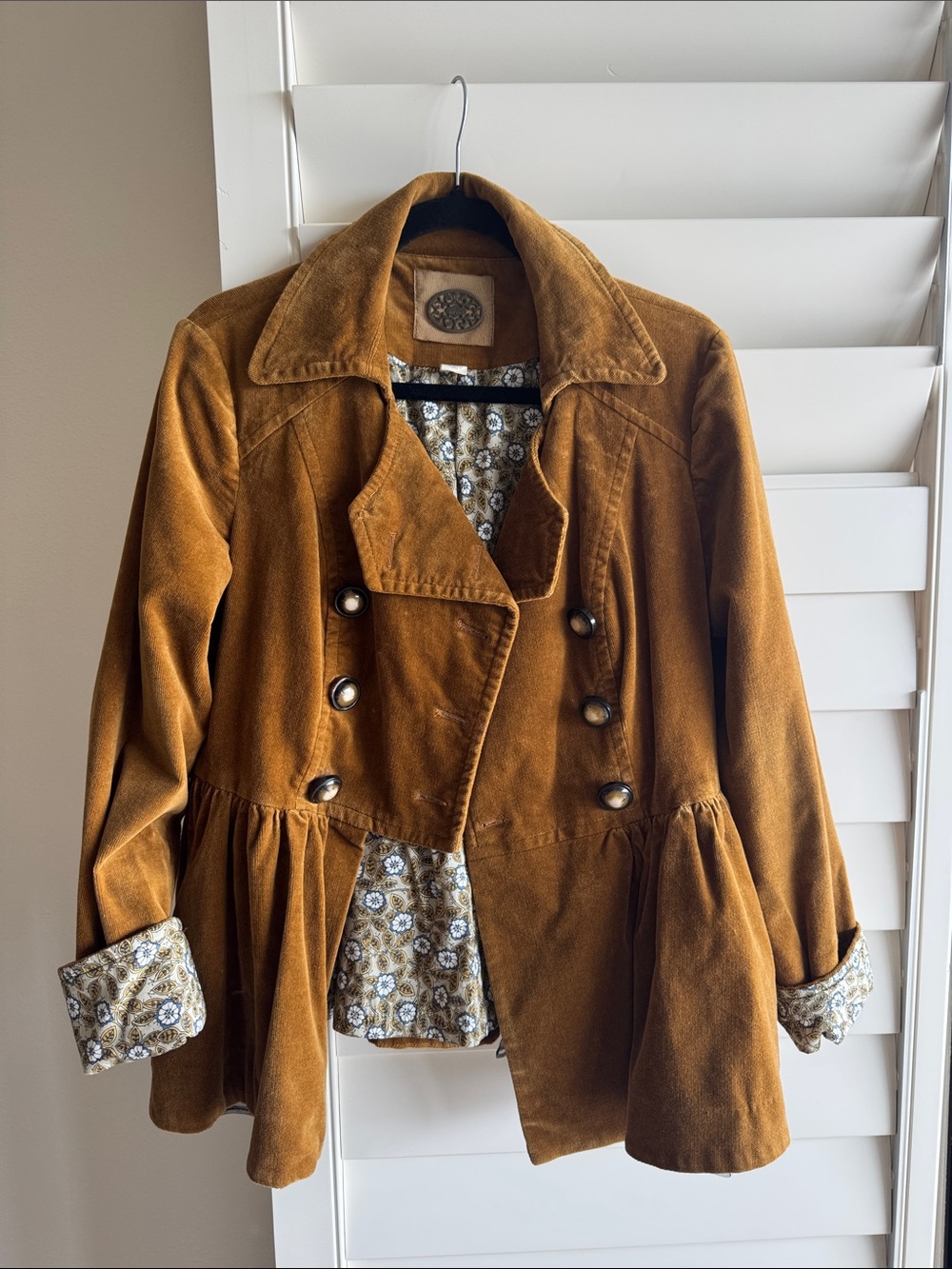 Women’s Brown Suede Peplum Double-Breasted Jacket! 🧥